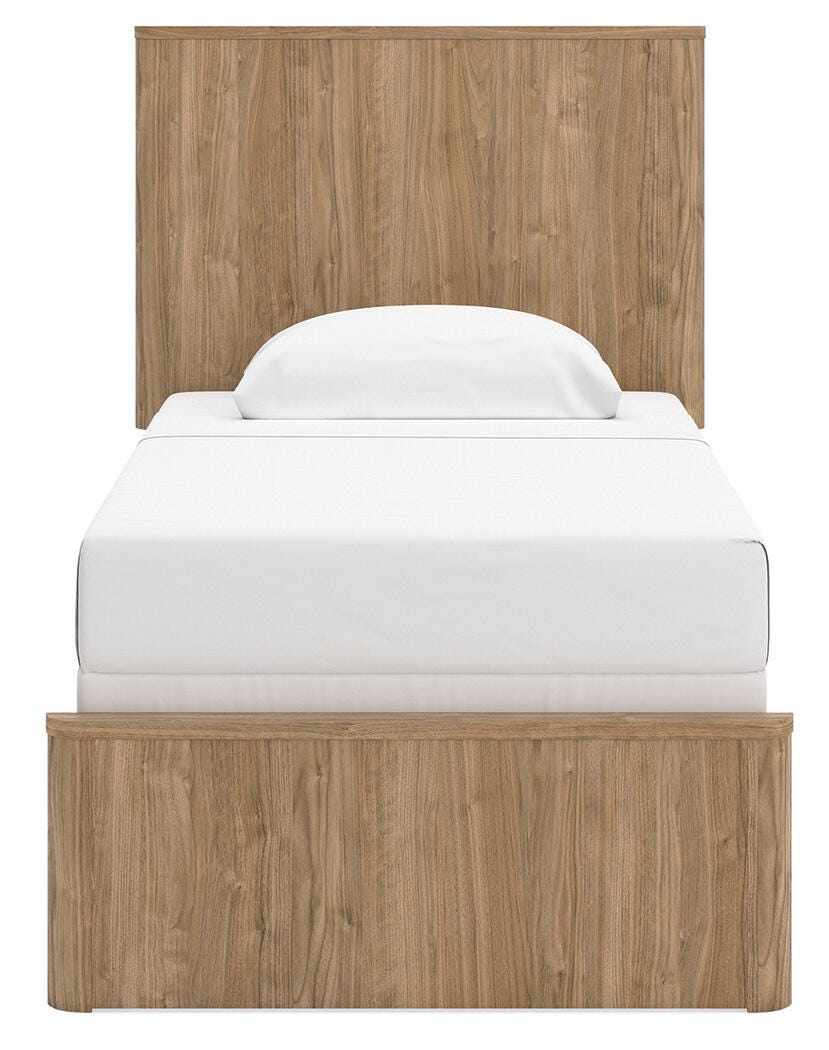 Gramburg Twin Panel Bed in Warm Natural Brown, front view