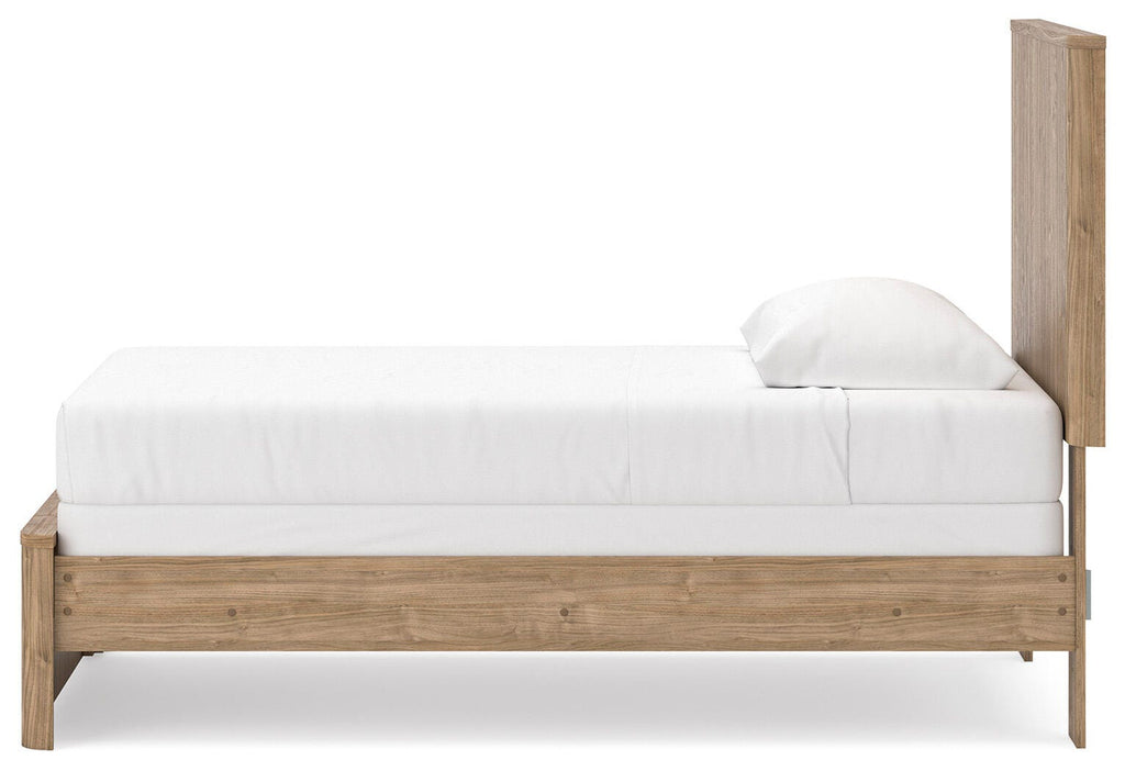 Gramburg Twin Panel Bed in Warm Natural Brown, alternate side view