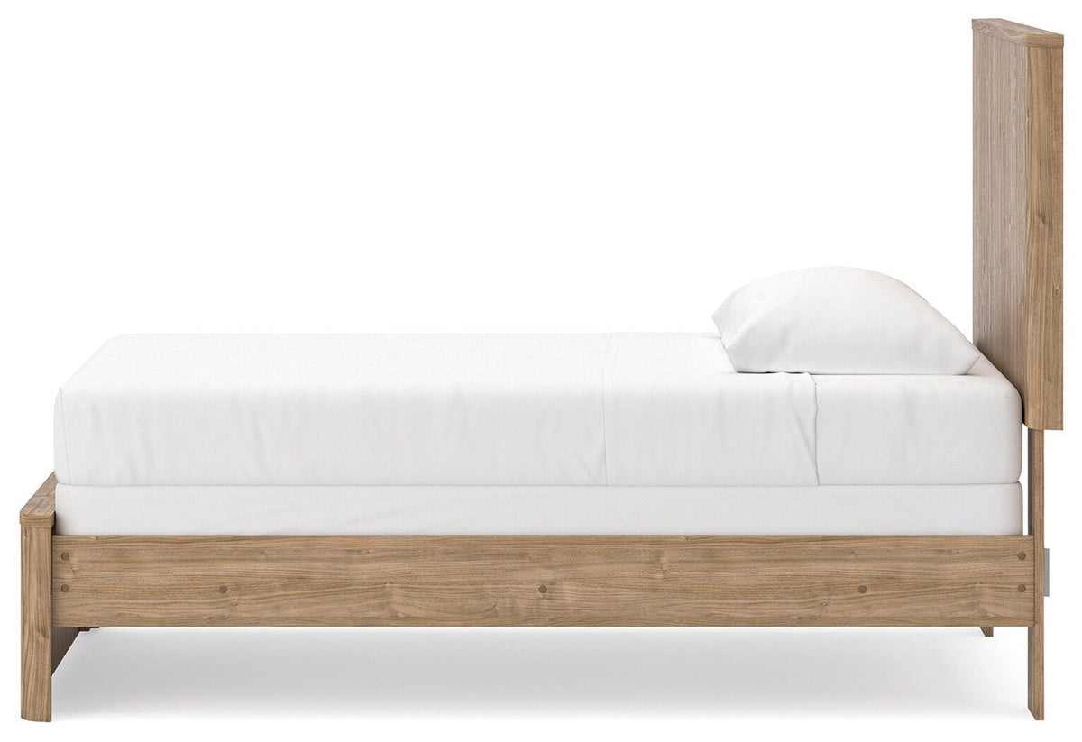 Gramburg Twin Panel Bed in Warm Natural Brown, alternate side view