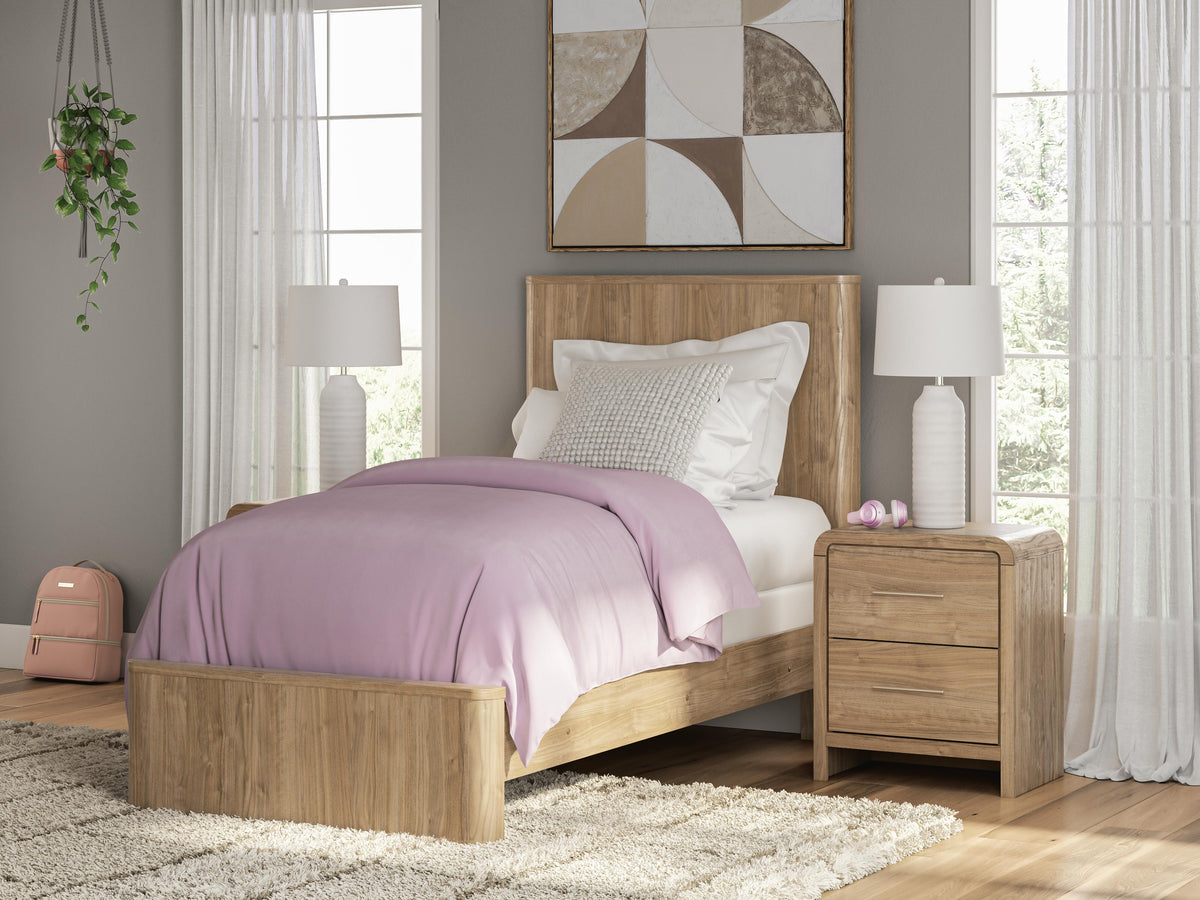 Gramburg Twin Panel Bed in Warm Natural Brown, alternate view 2