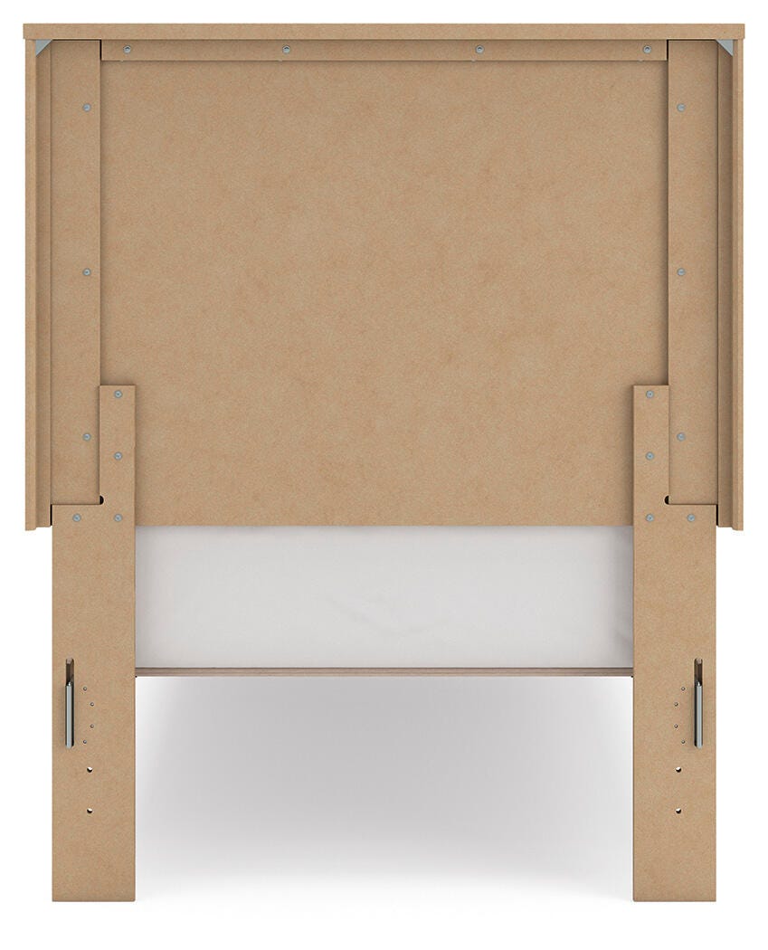Gramburg Twin Panel Platform Bed in Warm Natural Brown, back view
