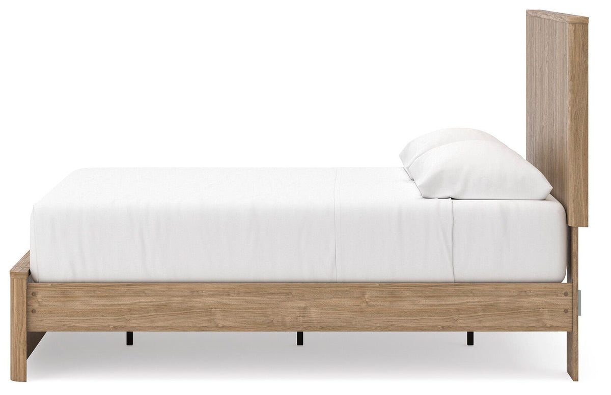 Gramburg Queen Panel Platform Bed in Warm Natural Brown, alternate side view