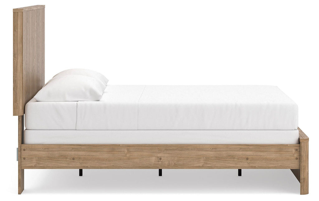 Gramburg Queen Panel Bed in Warm Natural Brown, side view
