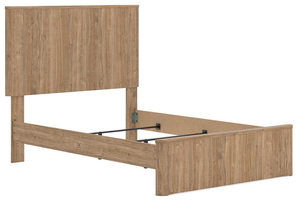 Gramburg Full Panel Bed in Warm Natural Brown, angle view