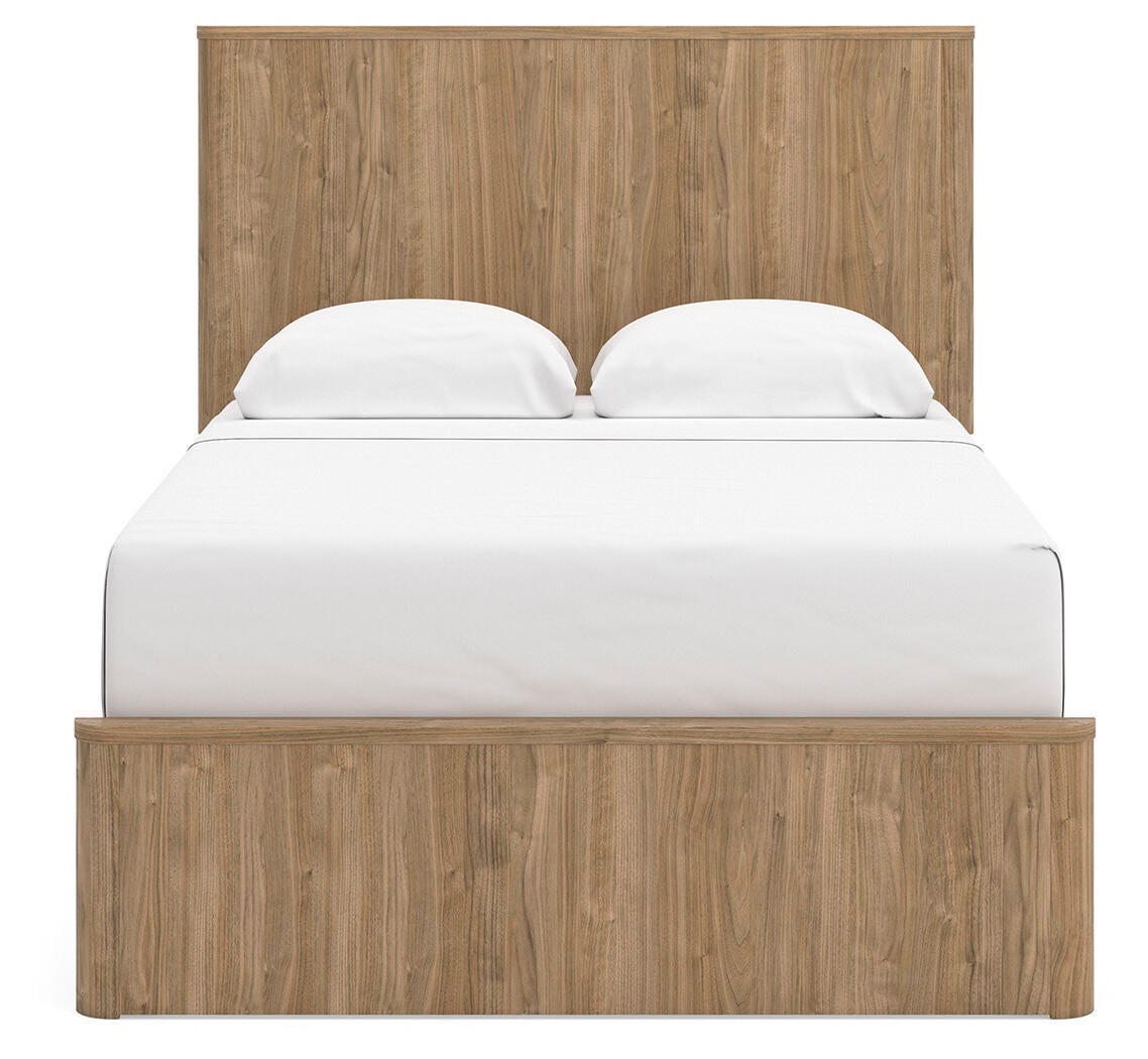 Gramburg Full Panel Platform Bed in Warm Natural Brown, front view