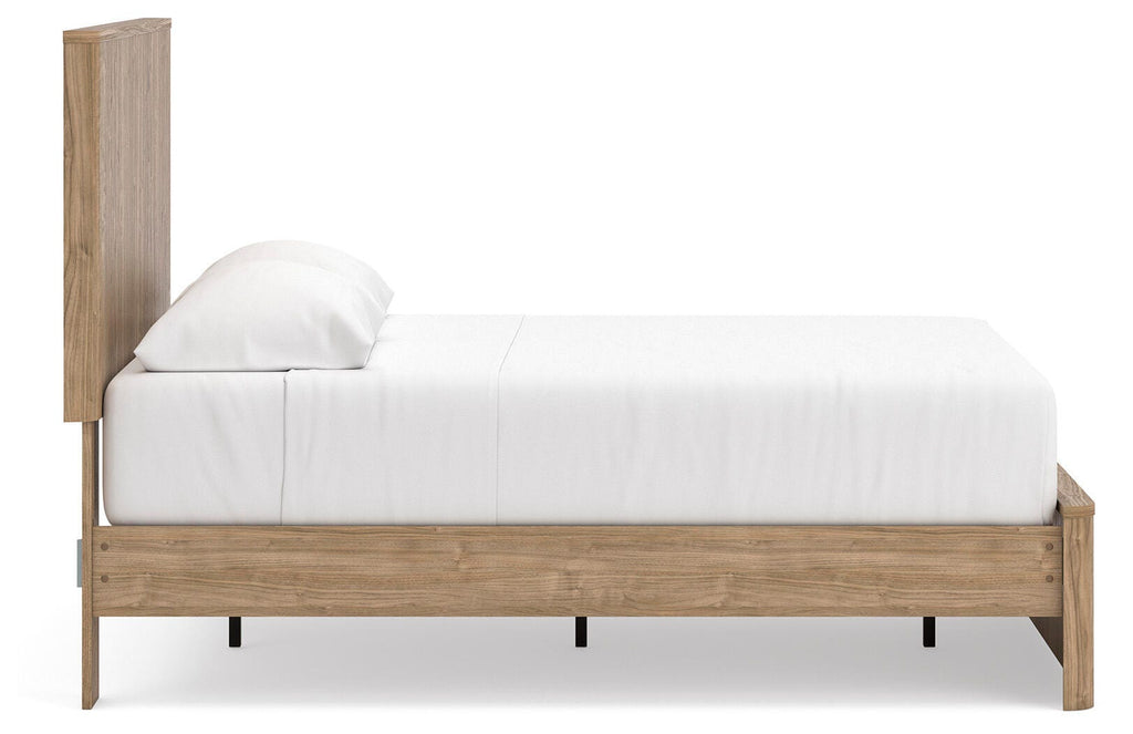 Gramburg Full Panel Platform Bed in Warm Natural Brown, side view