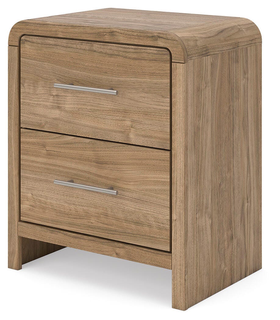 Gramburg Nightstand in Warm Natural Brown, angle view