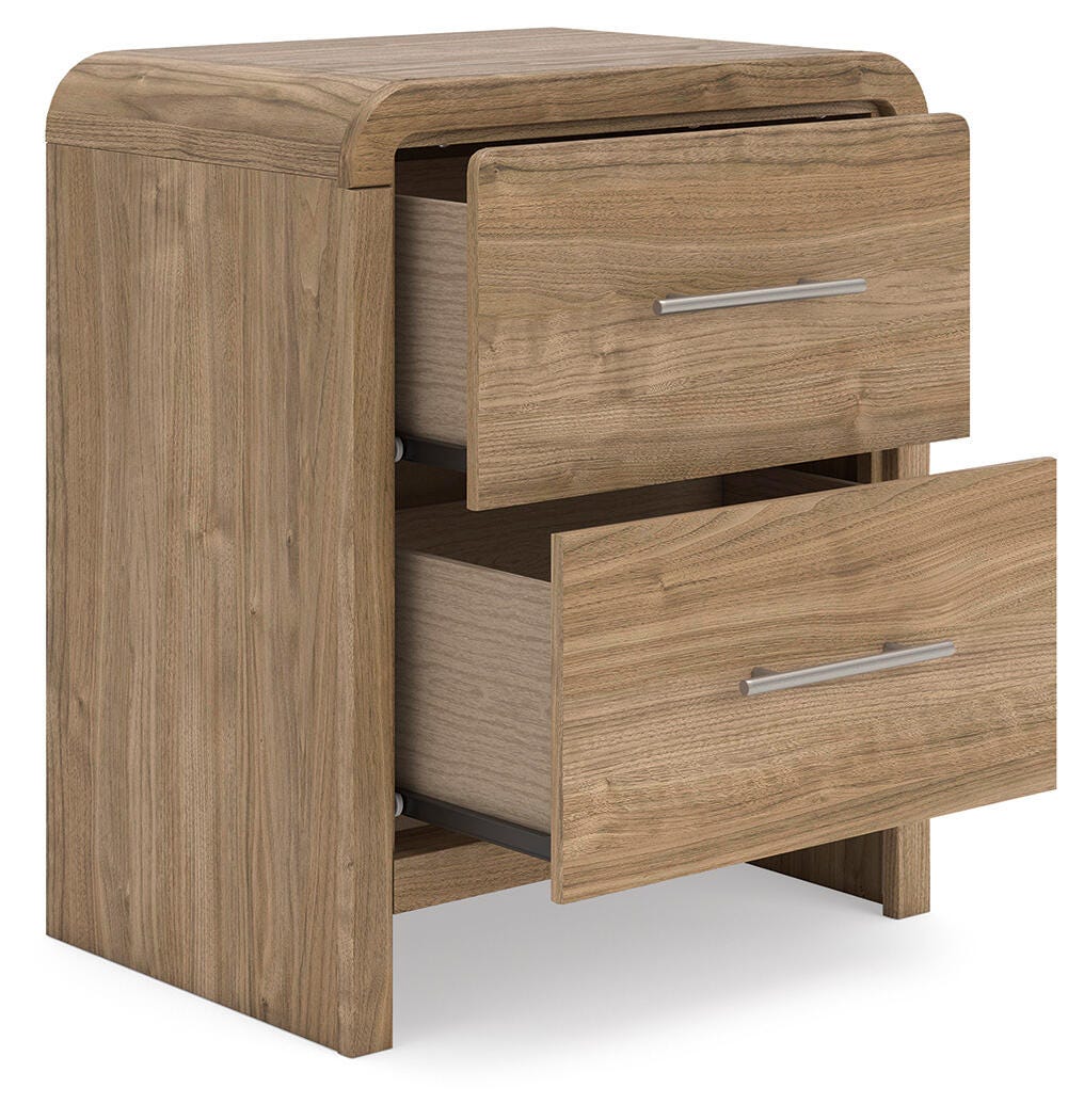 Gramburg Nightstand in Warm Natural Brown, open view