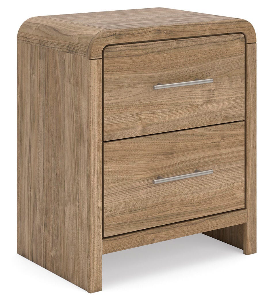 Gramburg Nightstand in Warm Natural Brown, angle view