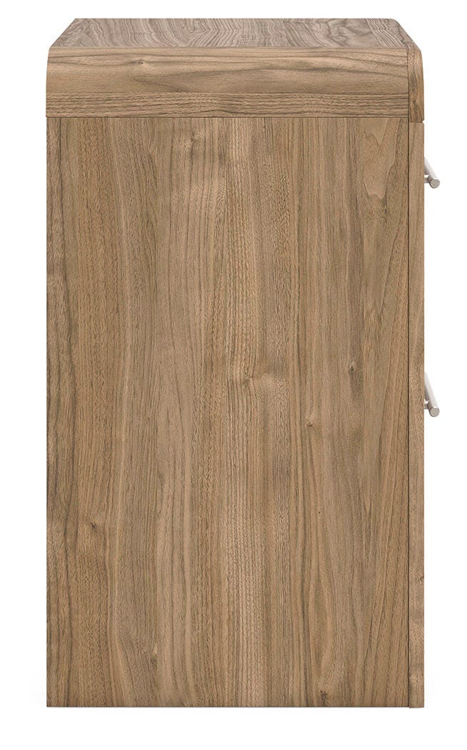 Gramburg Nightstand in Warm Natural Brown, side view