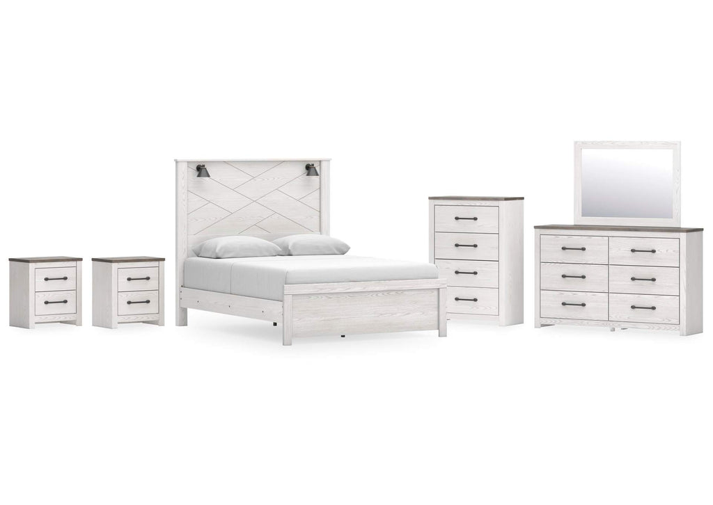 Gerridan Queen Panel Bed, Dresser, Mirror, Chest and 2 Nightstands
