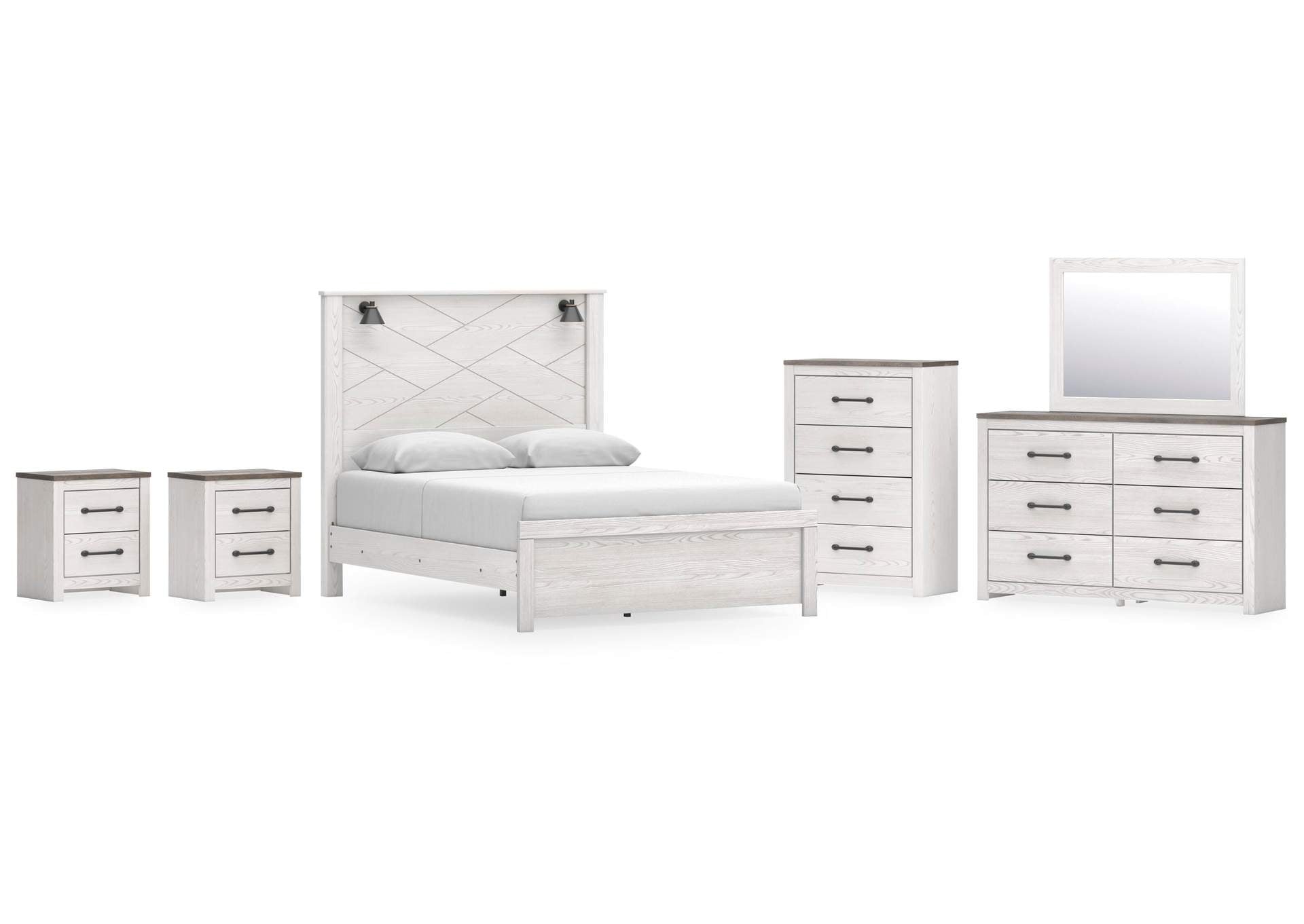 Gerridan Queen Panel Bed, Dresser, Mirror, Chest and 2 Nightstands