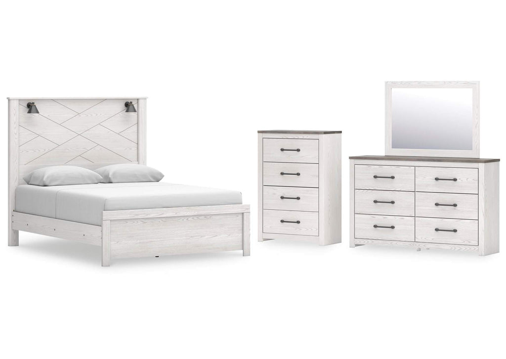 Gerridan Queen Panel Bed with Mirrored Dresser and Chest
