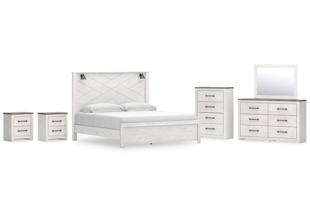 Gerridan King Panel Bed, Dresser, Mirror, Chest and 2 Nightstands