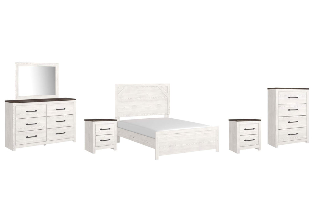 Gerridan Full Panel Bed with Mirrored Dresser, Chest and 2 Nightstands