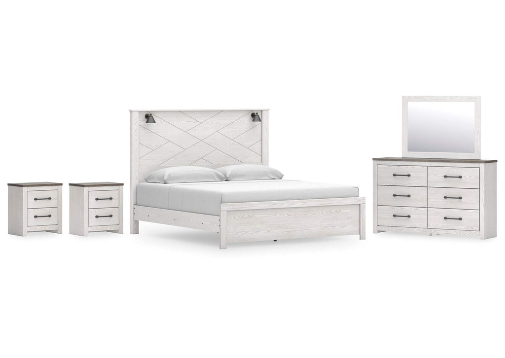 Gerridan King Panel Bed, Dresser, Mirror and 2 Nightstands