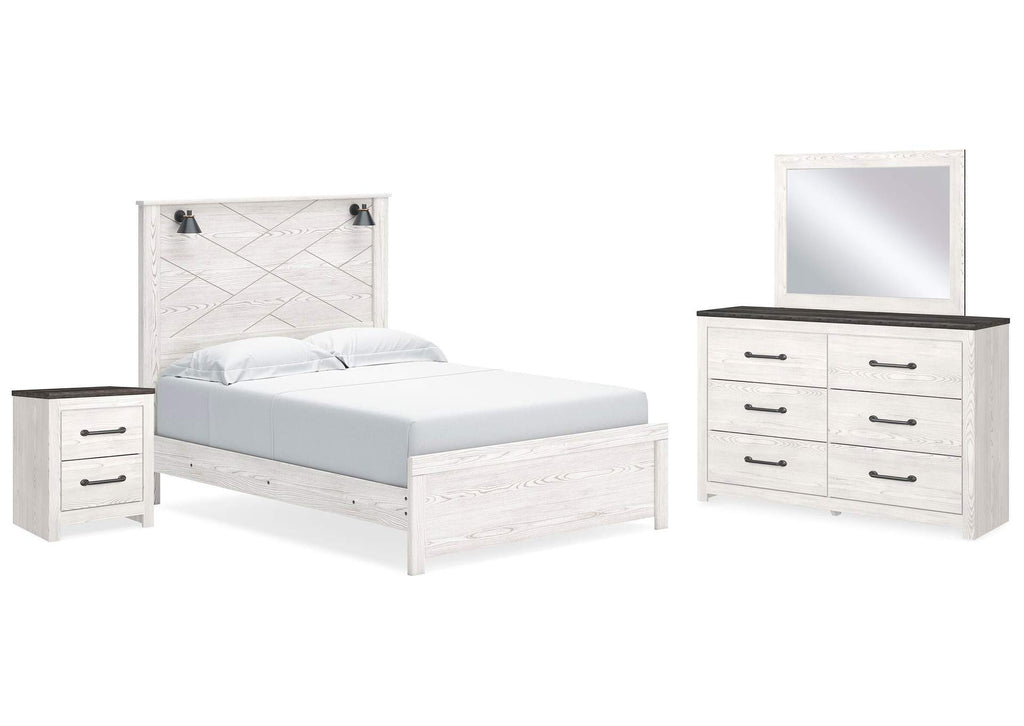 Gerridan Queen Panel Bed with Mirrored Dresser and Nightstand
