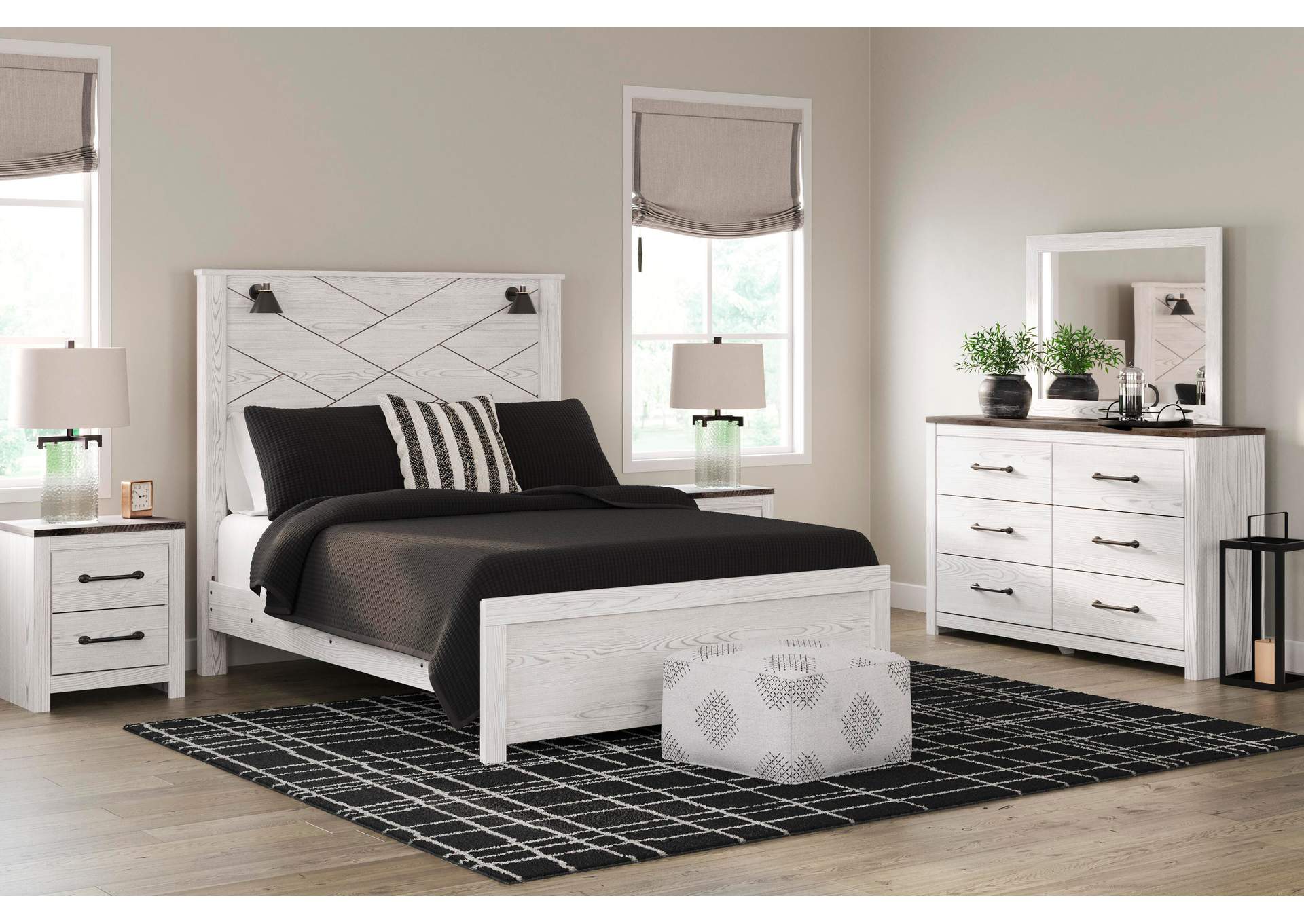 Gerridan Queen Panel Bed with Mirrored Dresser