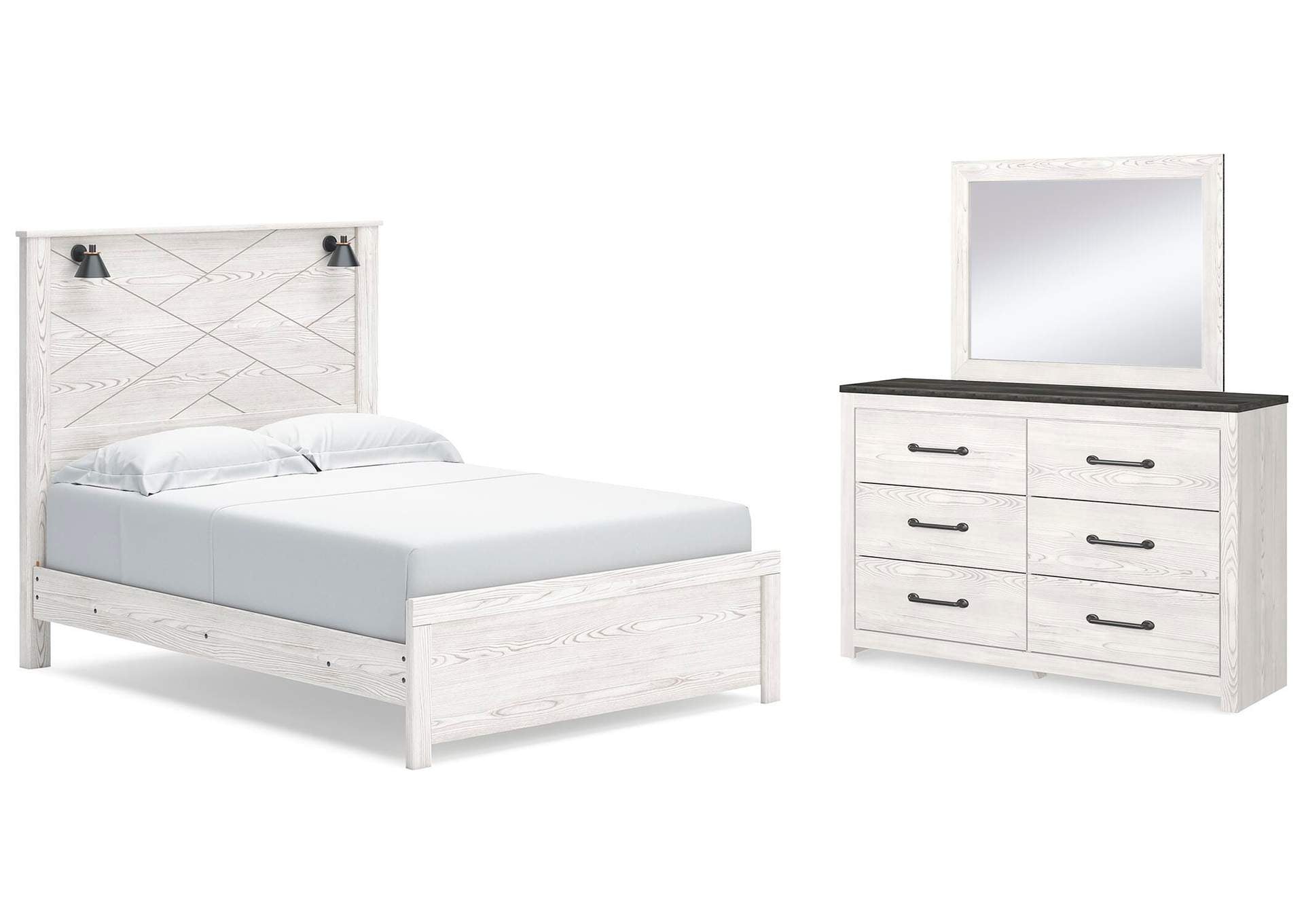 Gerridan Queen Panel Bed with Mirrored Dresser