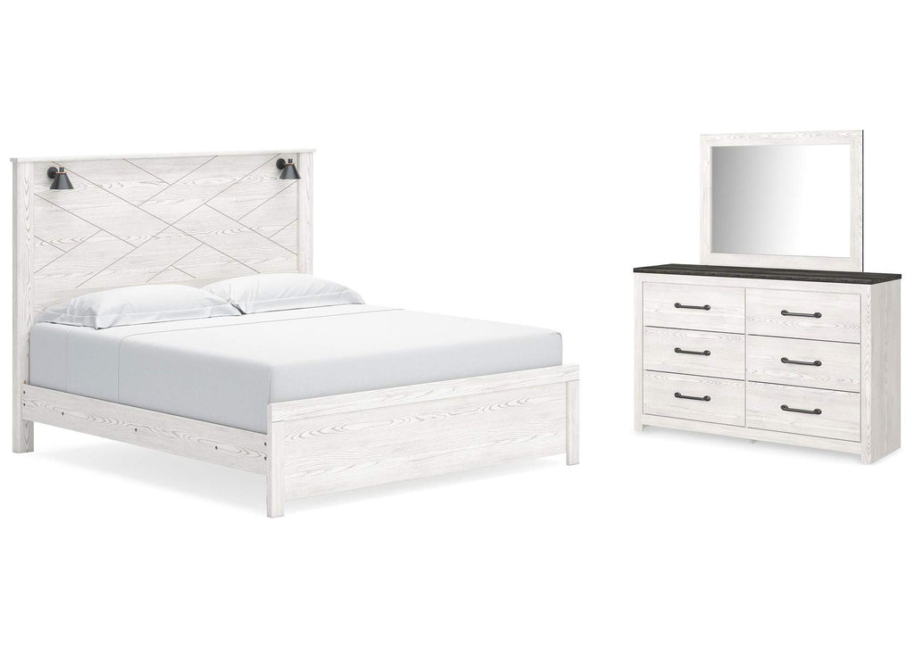 Gerridan King Panel Bed with Mirrored Dresser