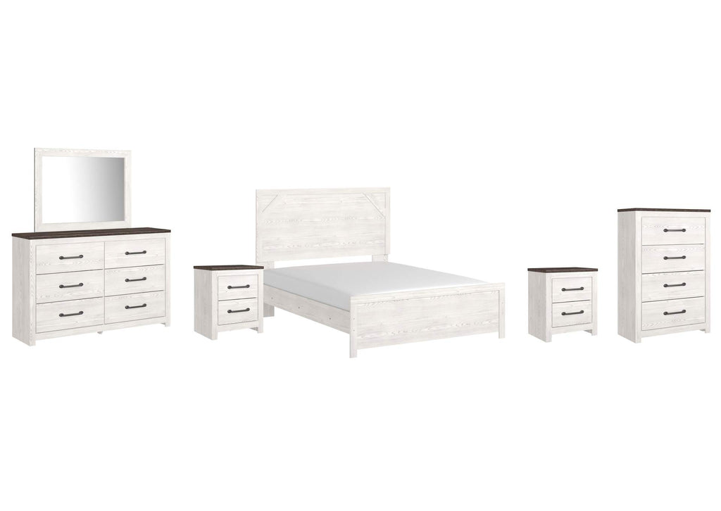 Gerridan Queen Panel Bed with Mirrored Dresser, Chest and 2 Nightstands