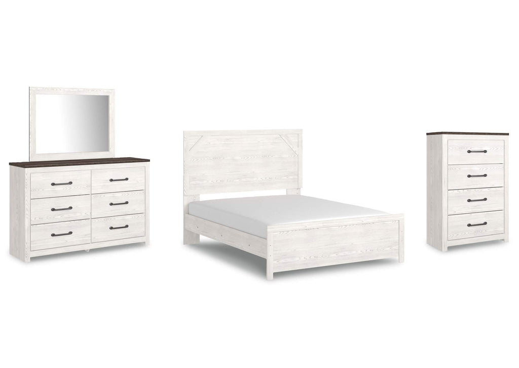 Gerridan Queen Panel Bed with Mirrored Dresser and Chest
