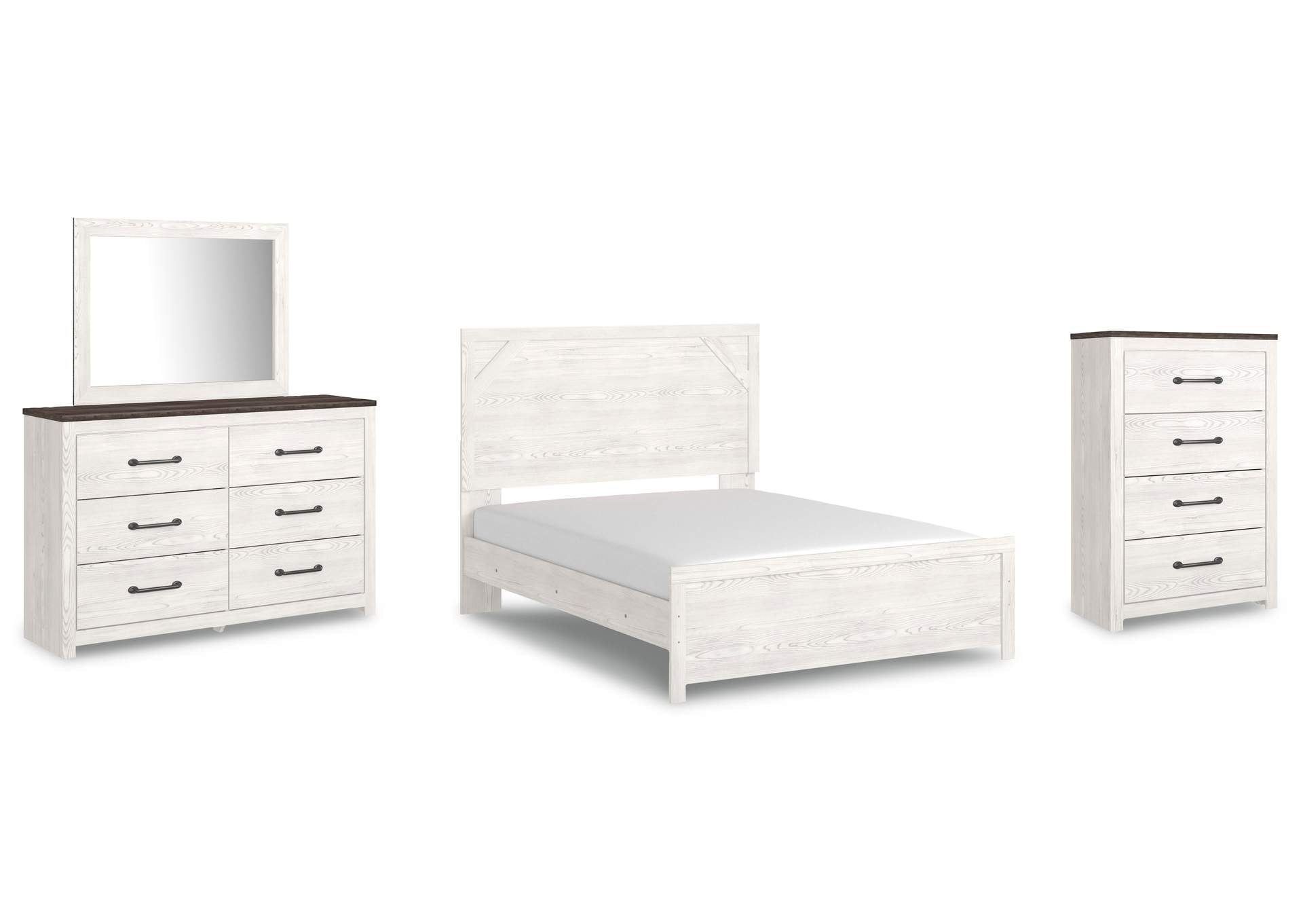 Gerridan Queen Panel Bed with Mirrored Dresser and Chest