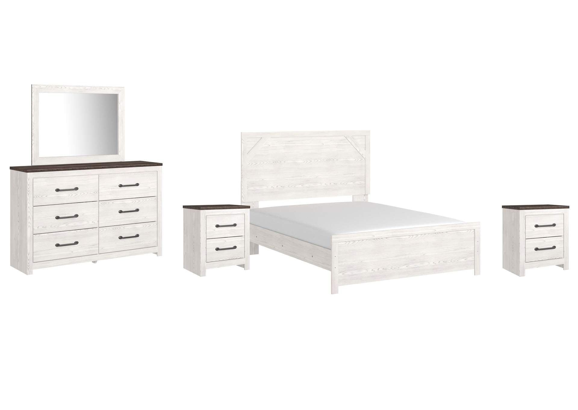 Gerridan Queen Panel Bed with Mirrored Dresser and 2 Nightstands