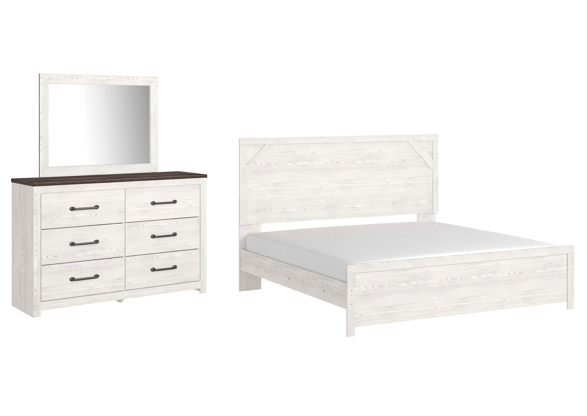 Gerridan King Panel Bed with Mirrored Dresser