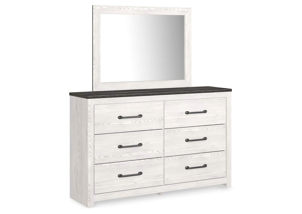 Gerridan King Panel Bed with Mirrored Dresser angled view