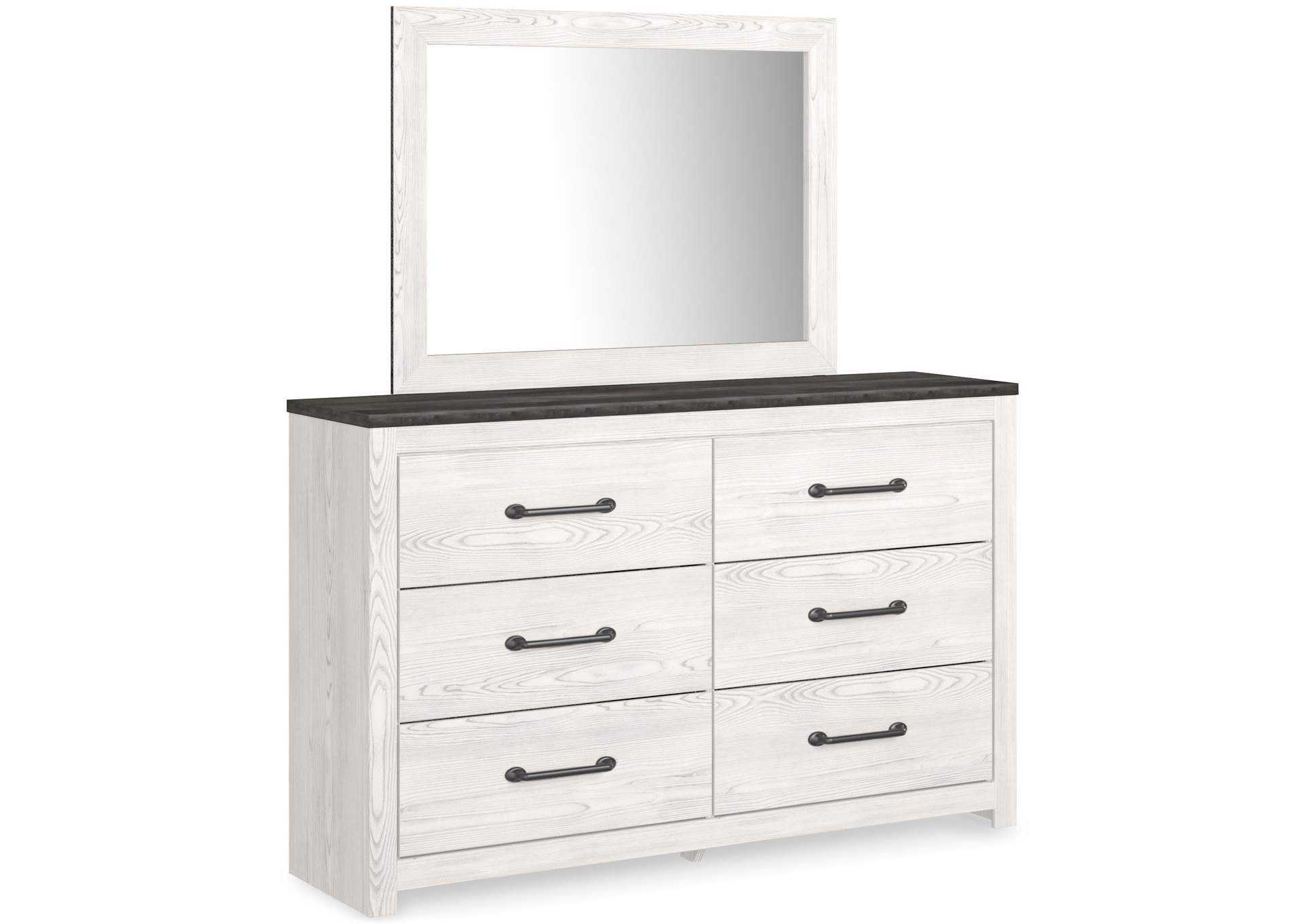 Gerridan Full Panel Bed with Mirrored Dresser and Chest angled view