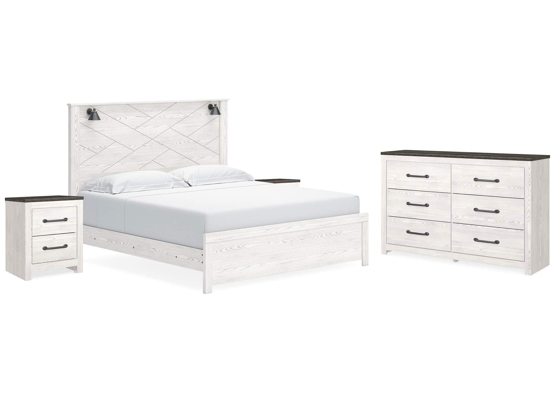 Gerridan King Panel Bed with Dresser and 2 Nightstands