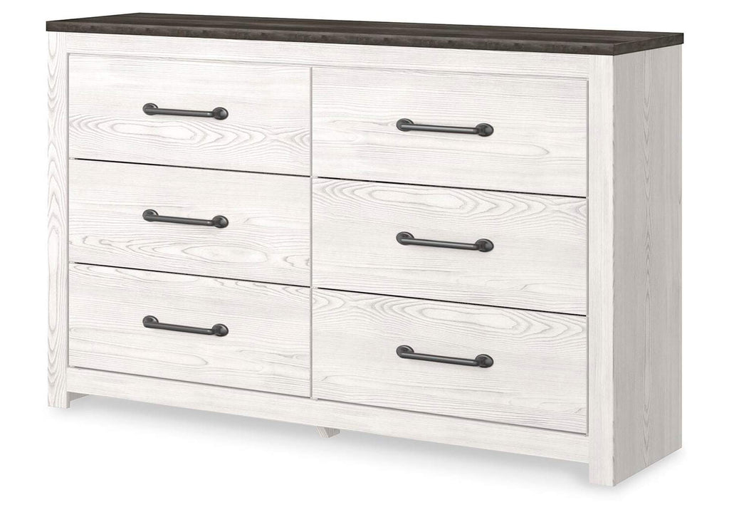Gerridan King Panel Bed with Dresser and 2 Nightstands angled view