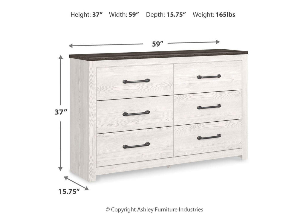 Gerridan Queen Panel Bed with Dresser and 2 Nightstands dimensions