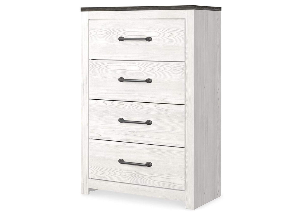 Gerridan King Panel Bed with Mirrored Dresser and Chest angled view