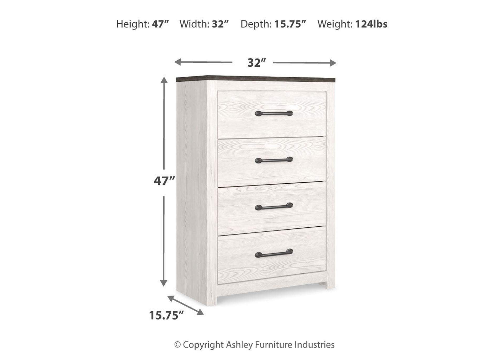 Gerridan Queen Panel Bed with Mirrored Dresser and Chest dimensions