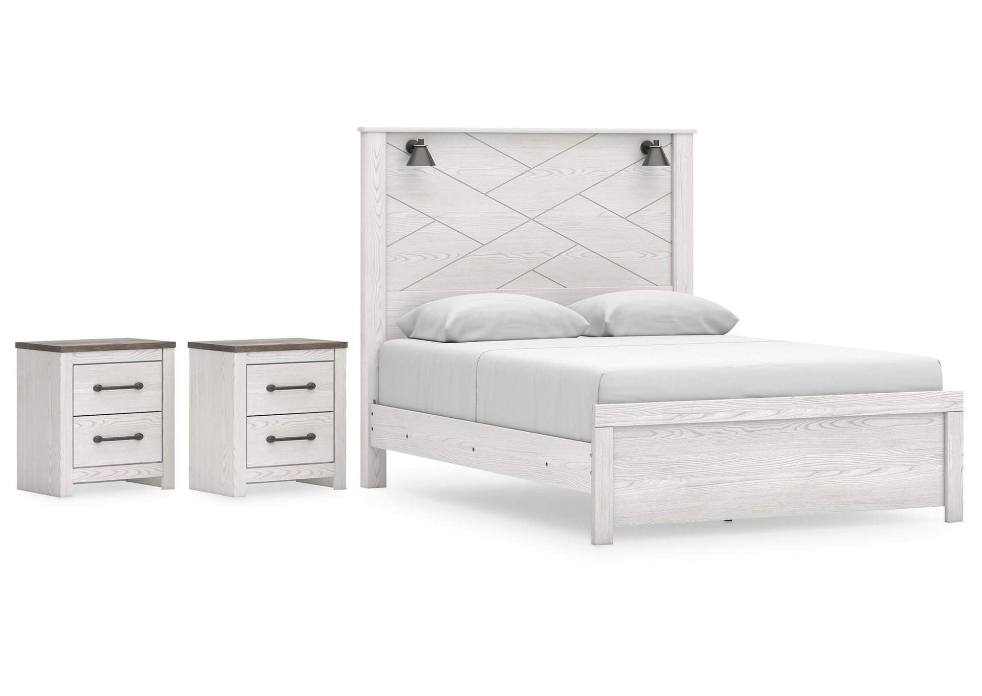Gerridan Queen Panel Bed with 2 Nightstands