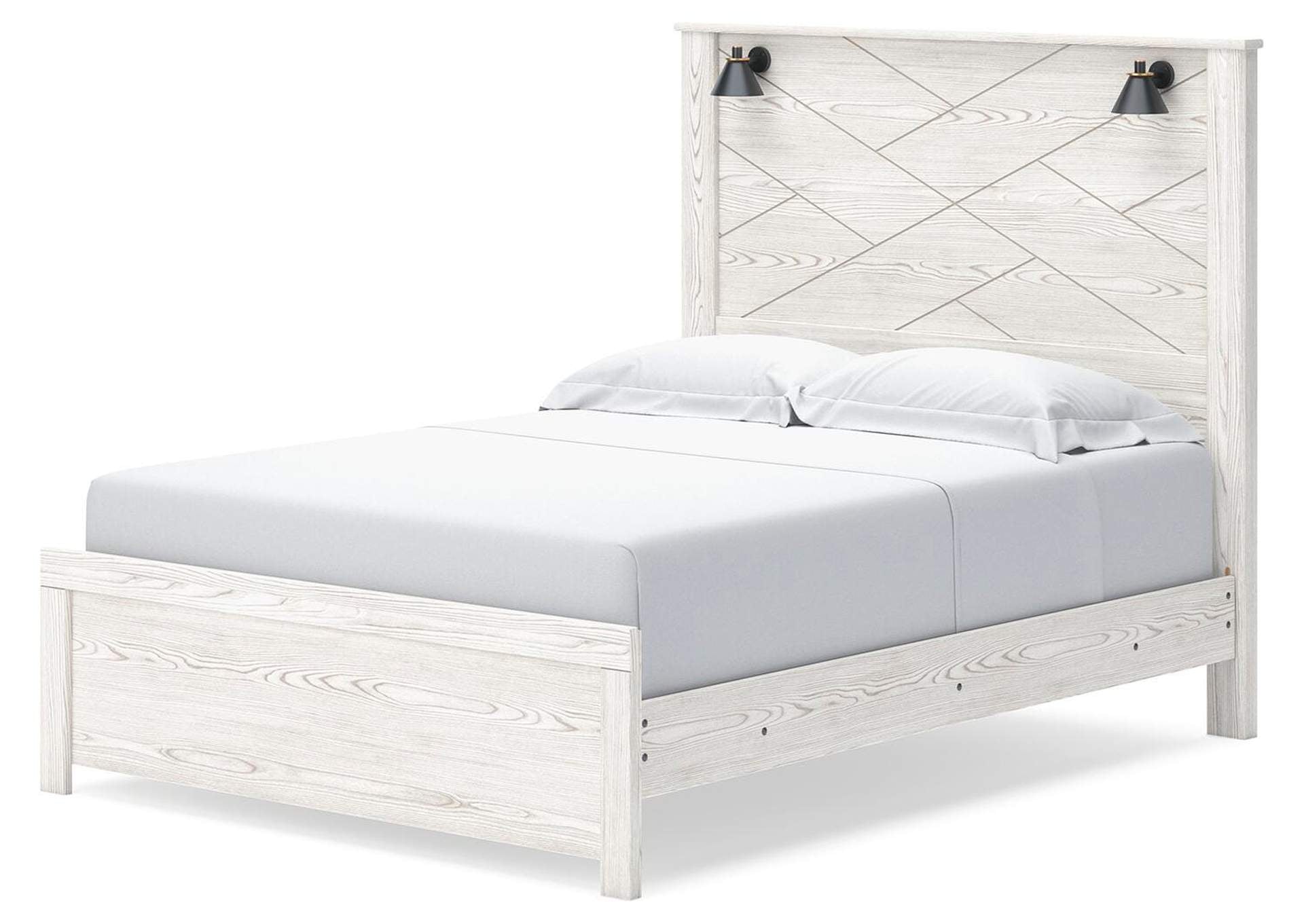 Gerridan Queen Panel Bed with Mirrored Dresser and Nightstand angled view