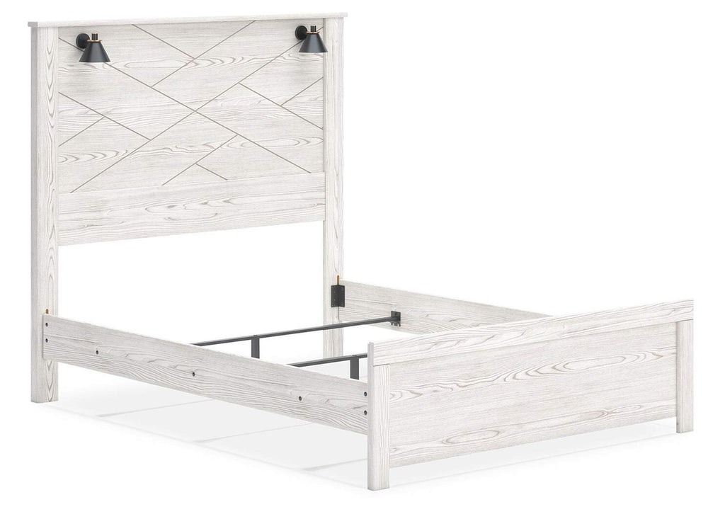 Gerridan Queen Panel Bed with Mirrored Dresser angled view