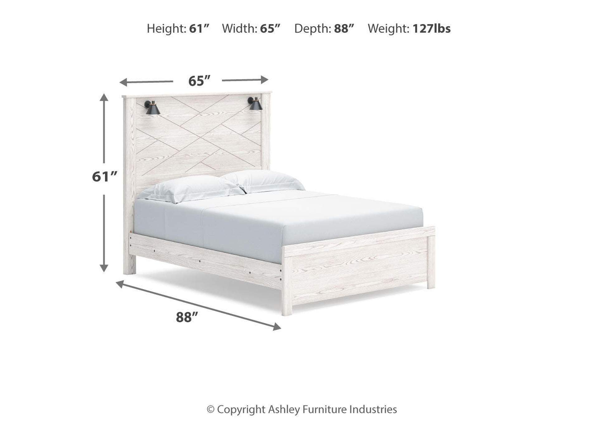 Gerridan Queen Panel Bed with Mirrored Dresser dimensions