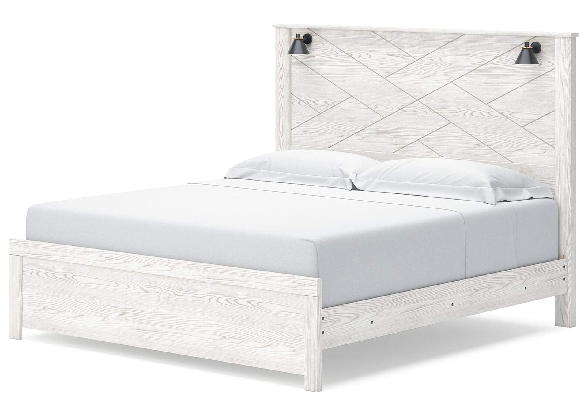 Gerridan King Panel Bed with Mirrored Dresser and Chest angled view