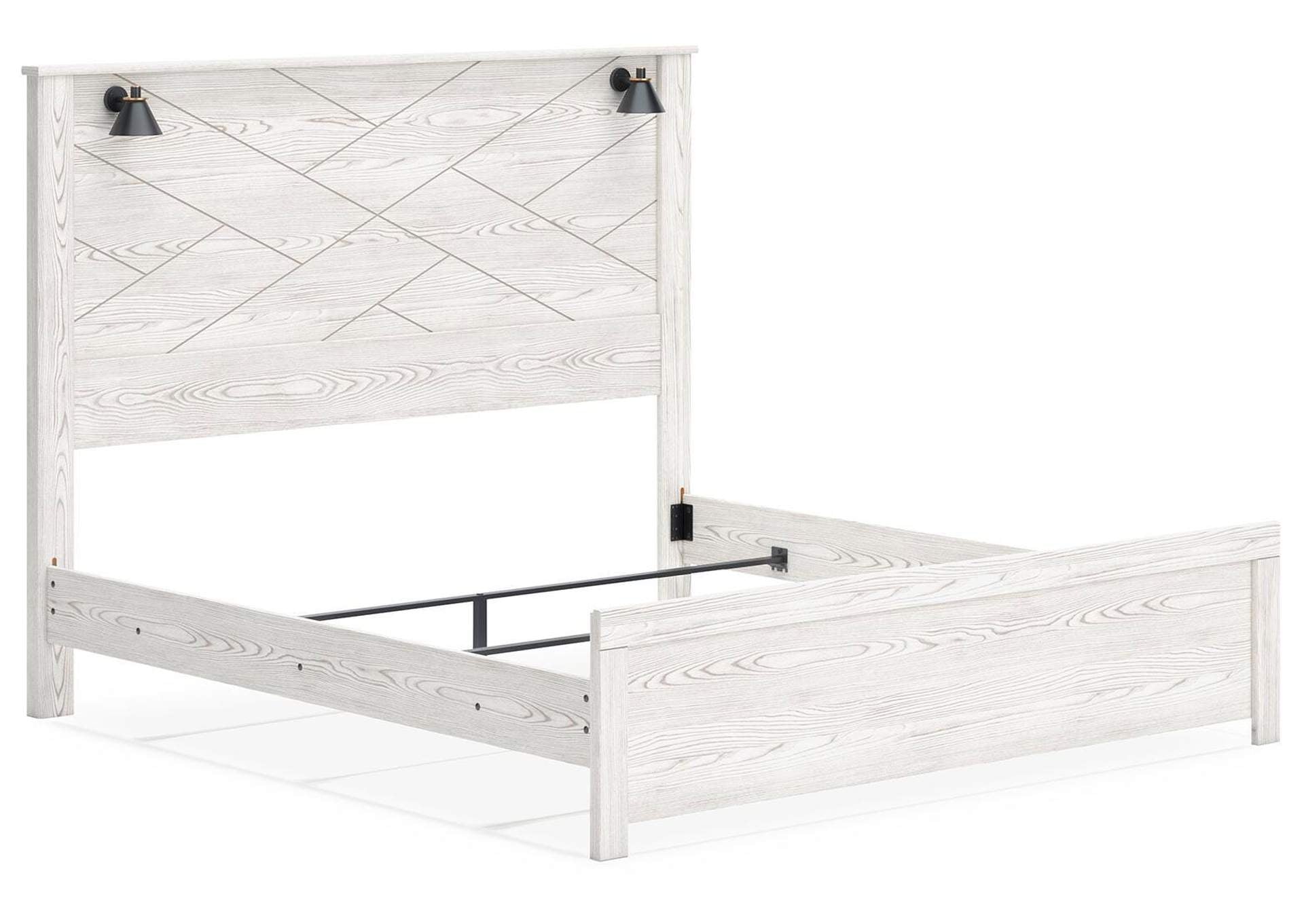 Gerridan King Panel Bed with Mirrored Dresser and Chest angled view