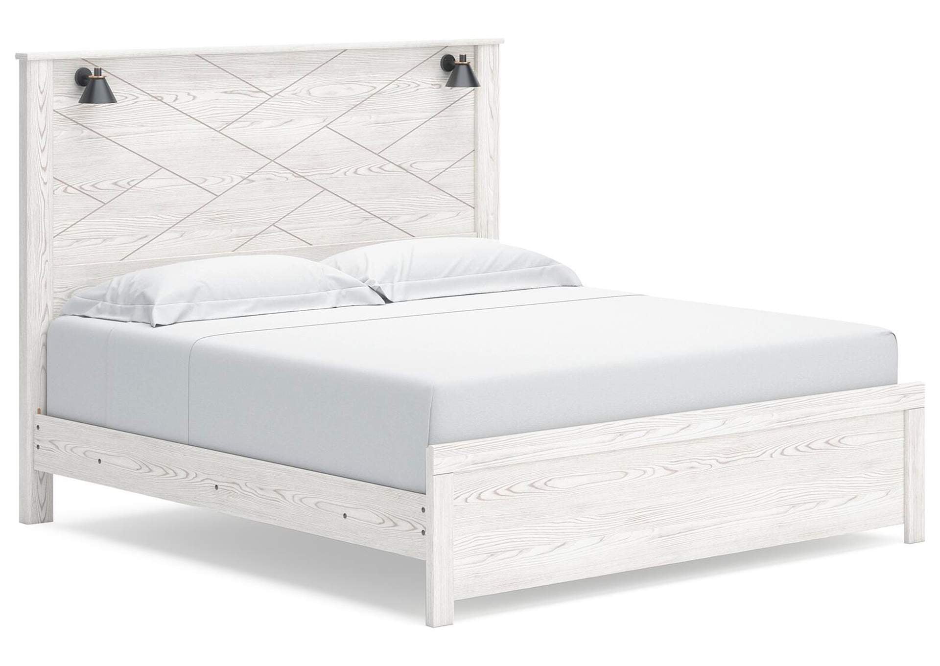 Gerridan King Panel Bed with Mirrored Dresser angled view