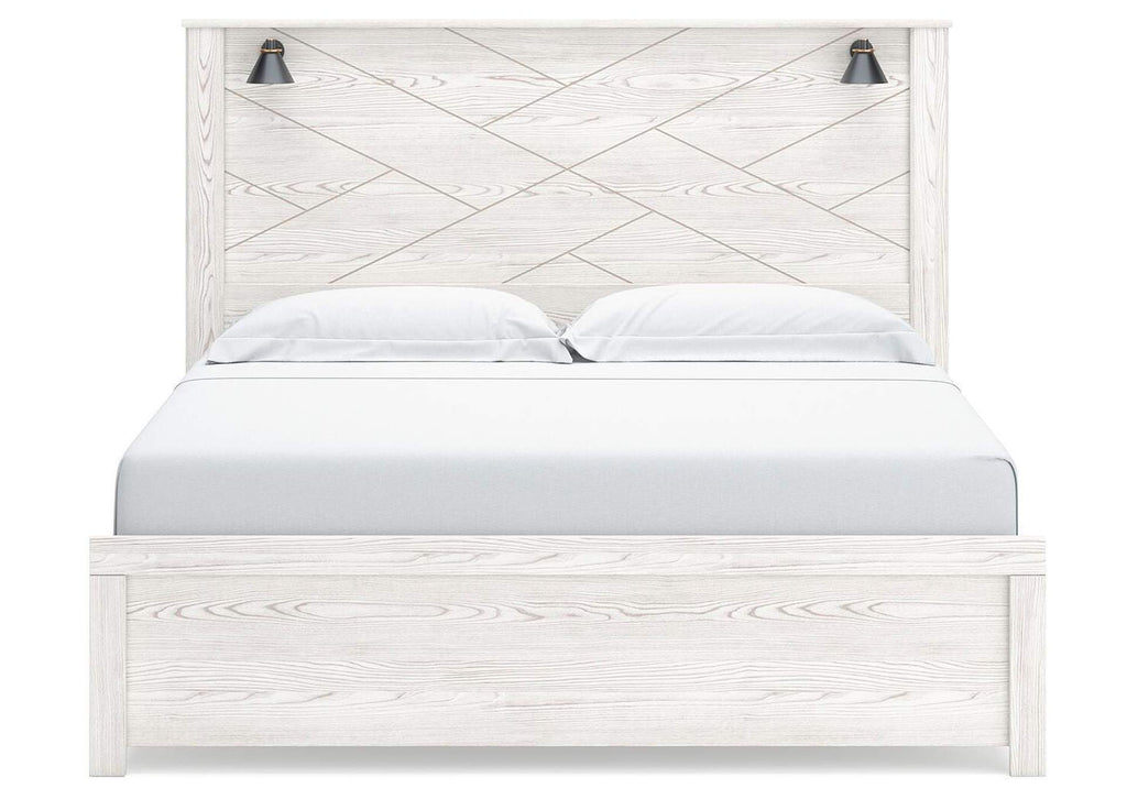 Gerridan King Panel Bed with Mirrored Dresser and Chest