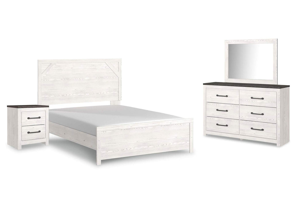 Gerridan Queen Panel Bed with Mirrored Dresser and Nightstand