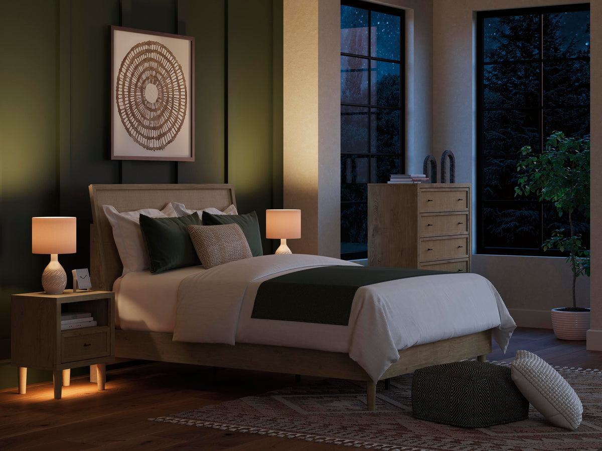 Cielden Queen Panel Bed in Two-tone, lifestyle view