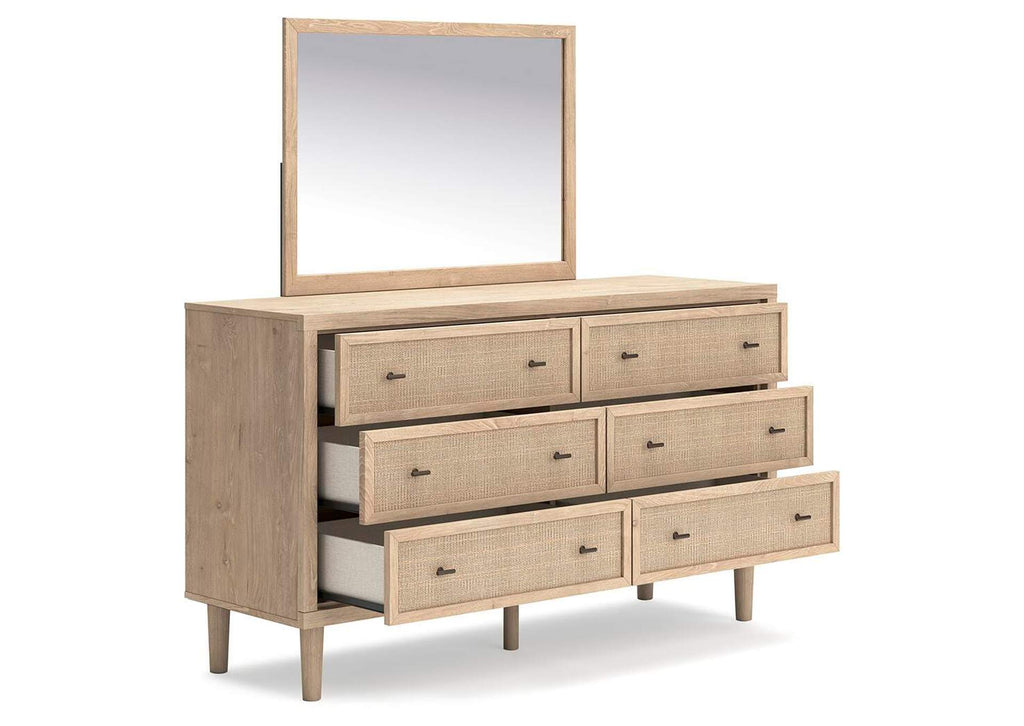 Cielden Queen Panel Headboard, Dresser, Mirror and 2 Nightstands angled view