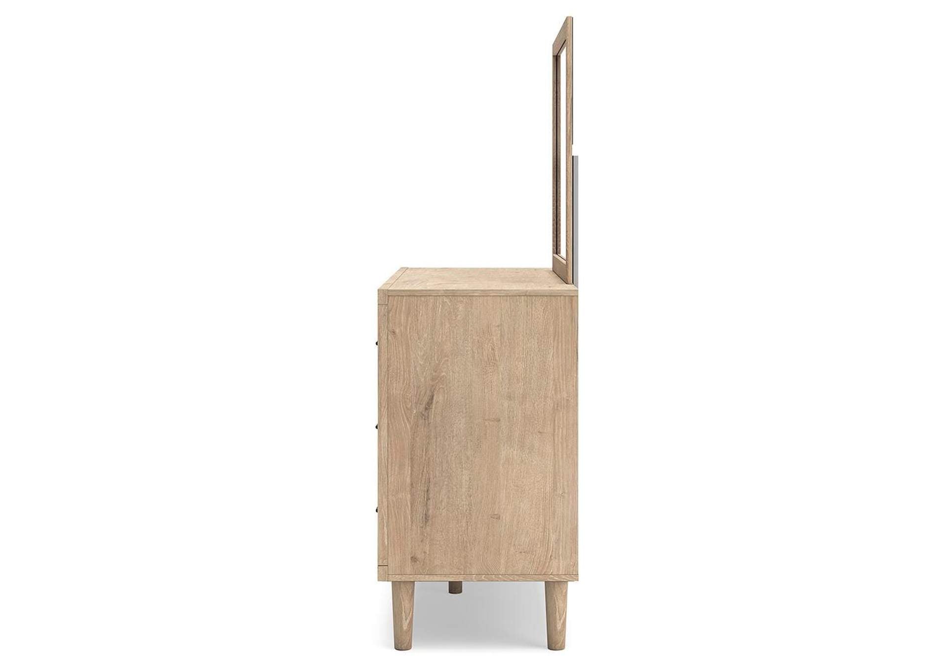 Cielden Full Panel Bed with Mirrored Dresser, Chest and Nightstand side view