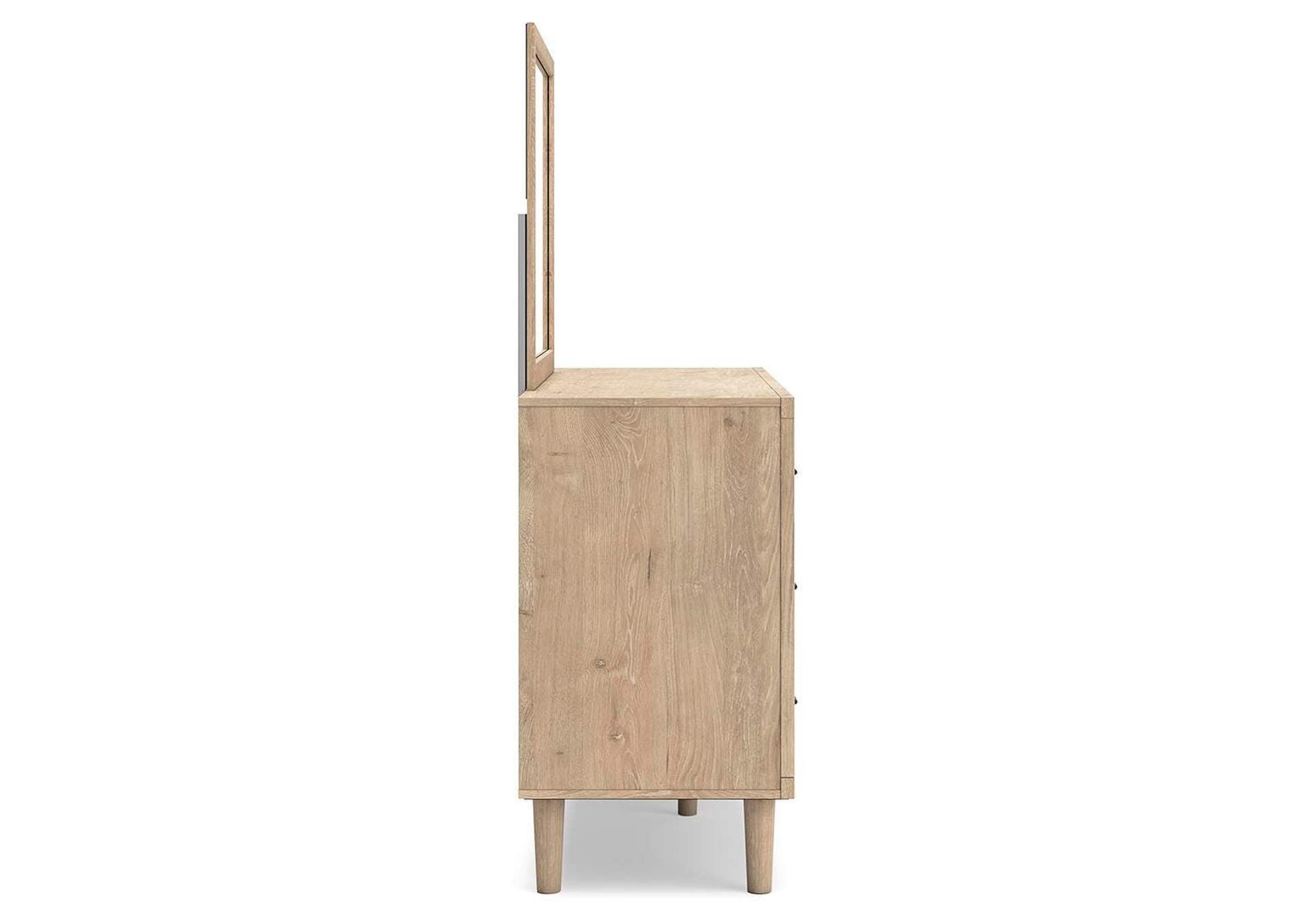 Cielden Full Panel Headboard with Mirrored Dresser side view