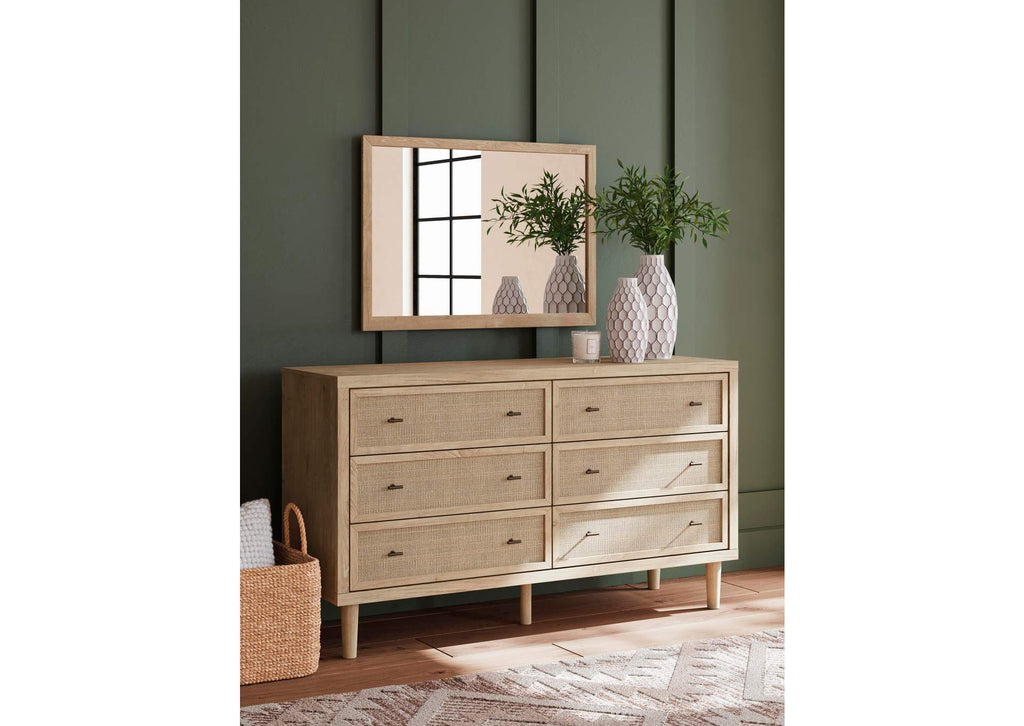 Cielden Full Panel Bed with Mirrored Dresser